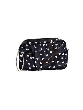 Black Heart Print Wristlet Makeup Bag or Pouch